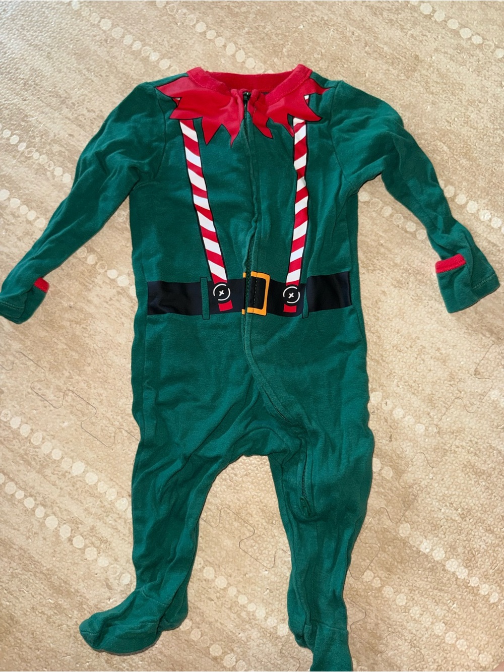 Old Navy Green and‎ Red Elf One-Piece Pajamas